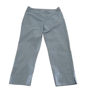 CECE Pants Women's Seersucker Blue Striped Capri Size 8